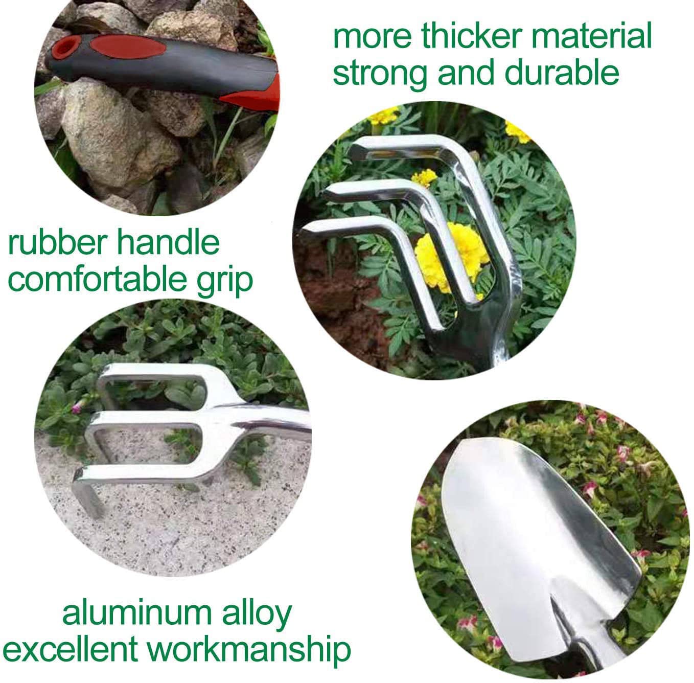 3-Piece Garden Tool Set - Aluminum Alloy Hand Trowel, Transplant Trowel & Cultivator for Digging, Planting & Weeding | Perfect for Home Gardening, Landscaping & Outdoor Planting Projects