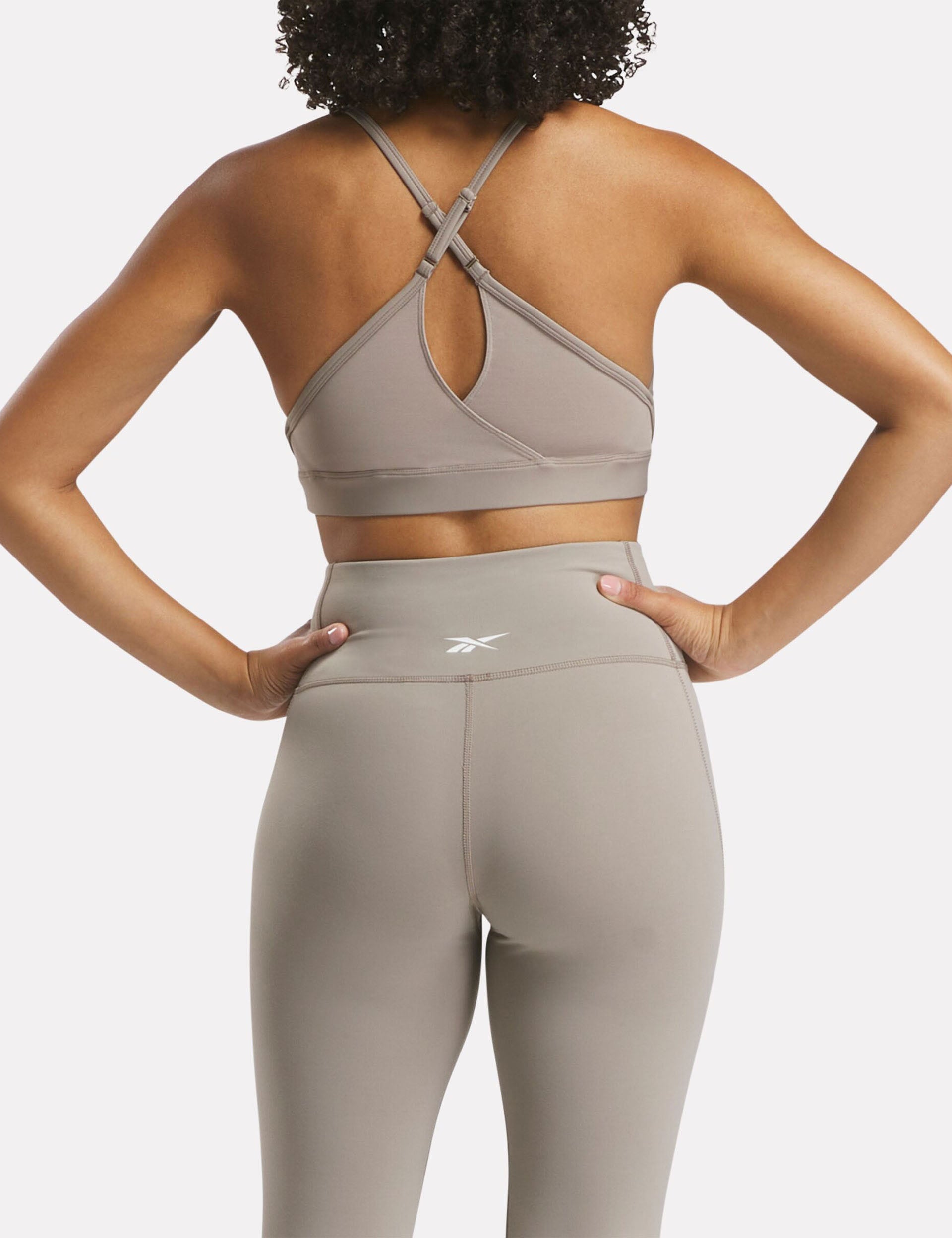 Lux Strappy Sports Bra - Gritty Grey - High Support Workout Top for Running, Yoga & Gym
