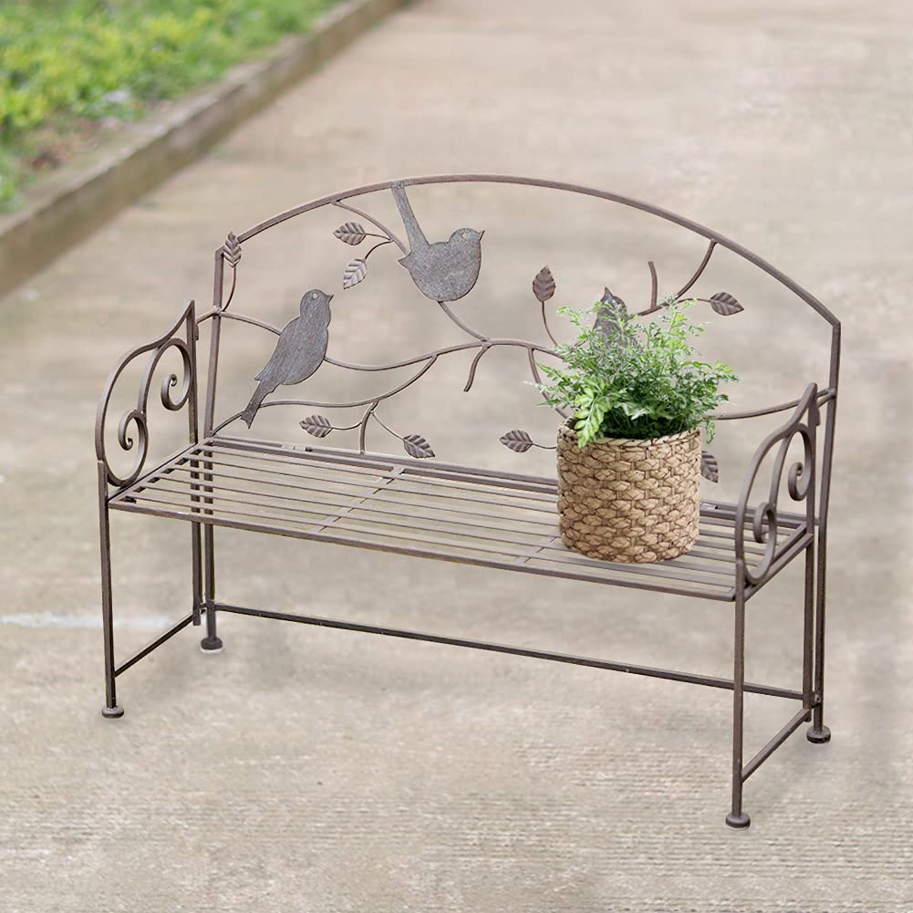 WAYUTO Modern Metal Outdoor Bench with Backrest & Armrests - Patio, Garden, Park, Yard Furniture - Durable & Stylish for Lawn, Balcony, Backyard, Porch - Perfect for Relaxing, Entertaining & Outdoor Decor