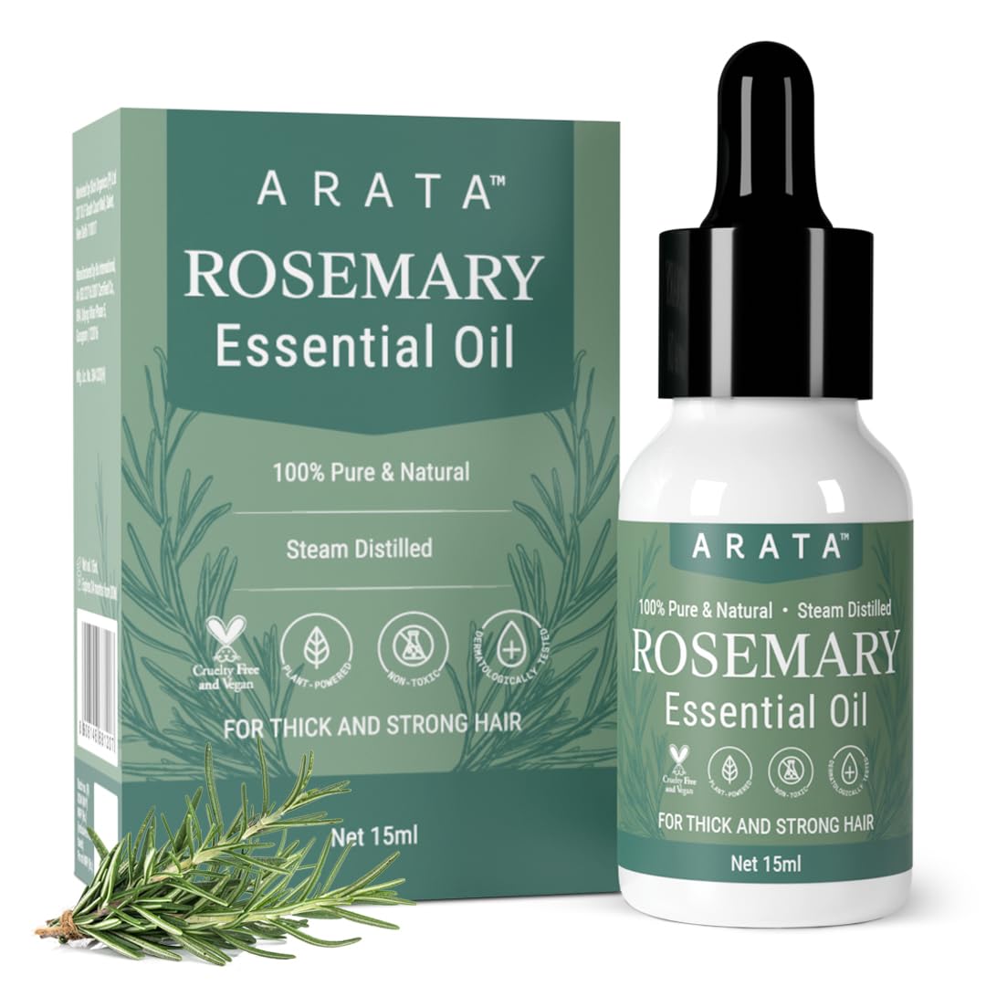 Pure Rosemary Essential Oil for Hair Growth & Scalp Health - 100% Natural Undiluted Hair Oil to Reduce Hair Fall, Strengthen Strands & Nourish Roots | 15ml Bottle | Perfect for DIY Hair Care, Aromatherapy & Massage Treatments