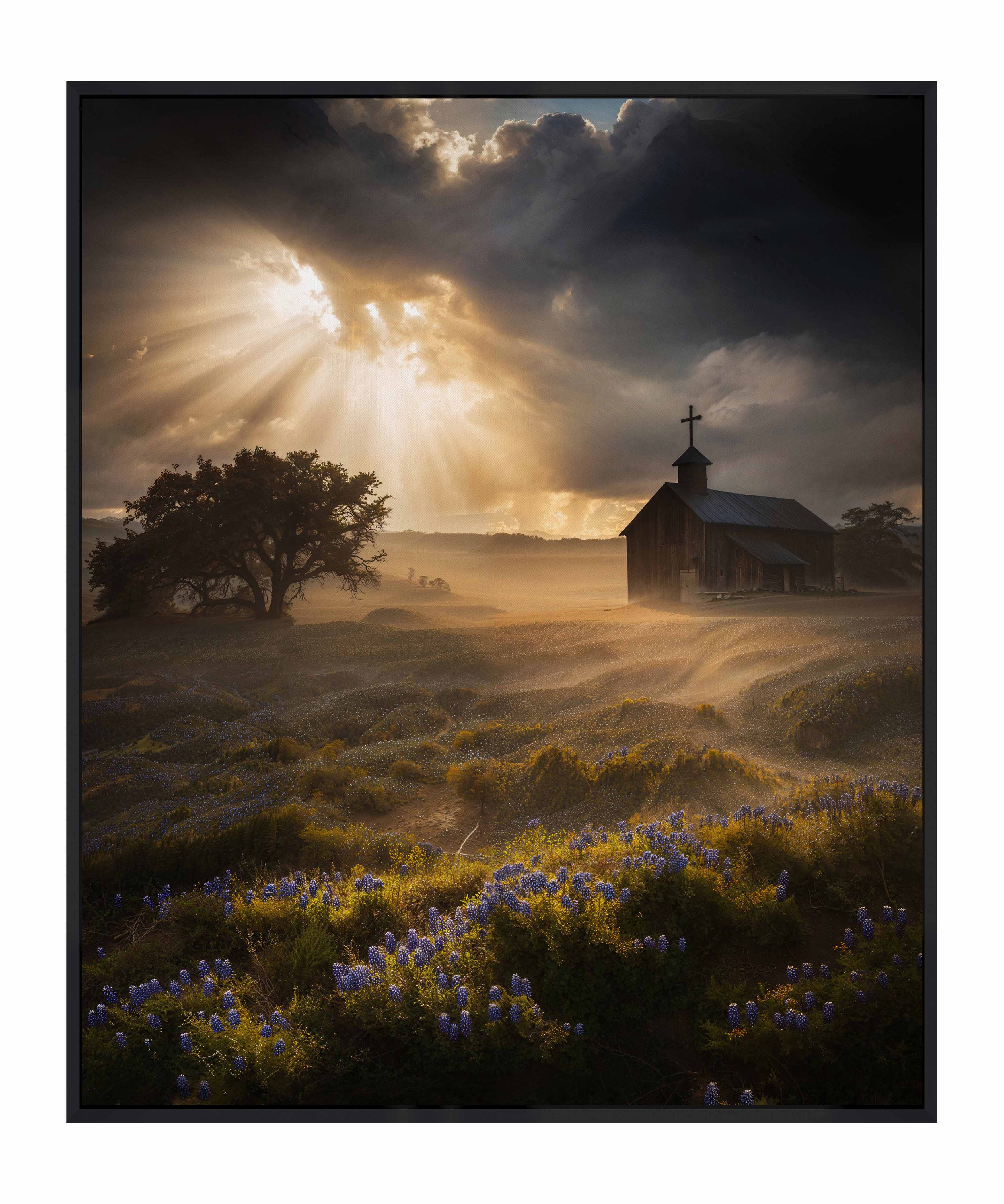 Celestial Rays Over Lone Star Land II - Stunning Galaxy Space Art Print on Gallery Wrapped Canvas - Perfect for Living Room, Bedroom & Office Wall Decor