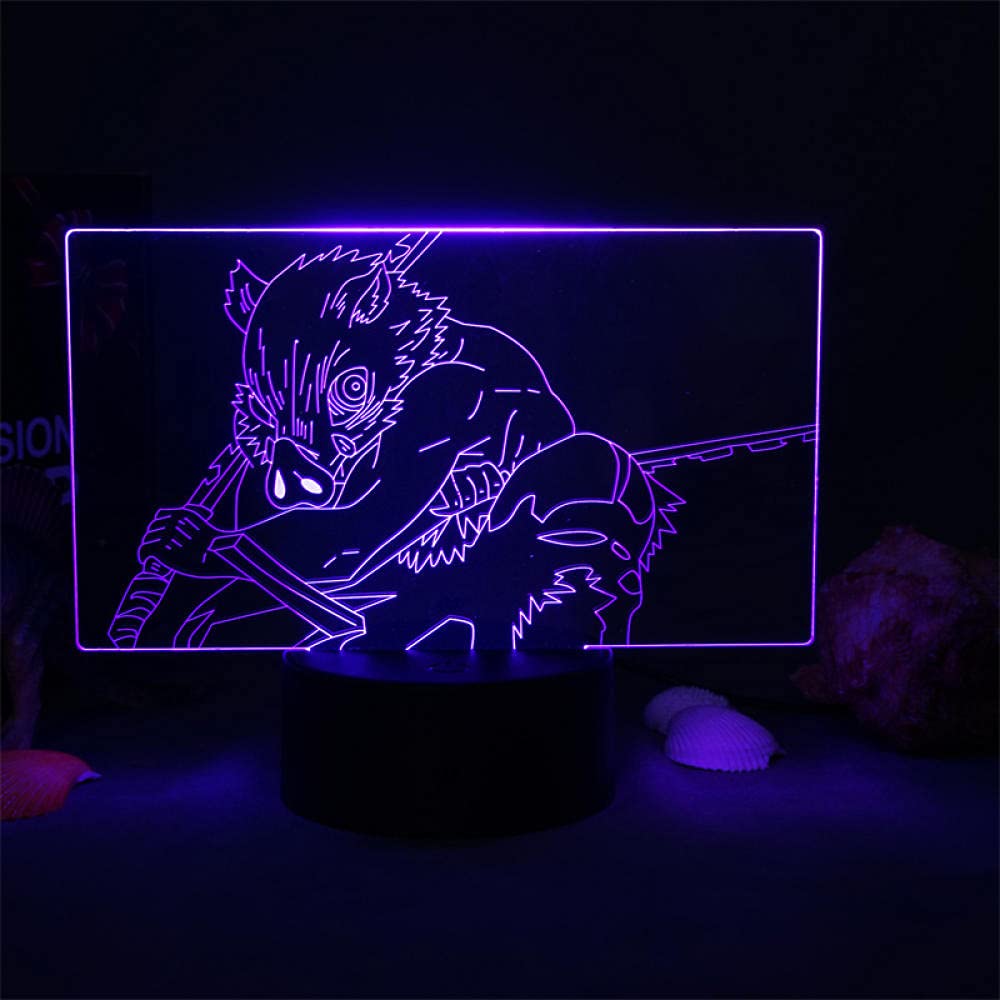Demon Slayer Inosuke Hashibira 3D LED Night Light - 16 Color Changing Anime Table Lamp with Remote for Home Decor, Christmas Gifts & Manga Fans | Perfect for Bedroom, Kids Room & Anime Themed Parties