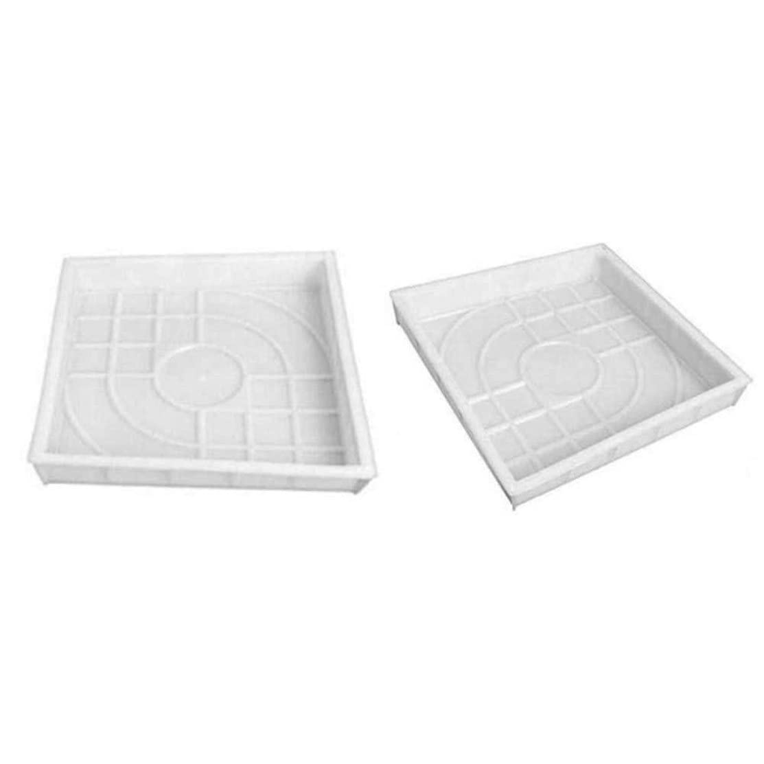 DIY Plastic Brick Stone Concrete Molds - Reusable Walk Path Maker & Garden Paver Mold for Outdoor Patio, Driveway & Landscape Design (White)