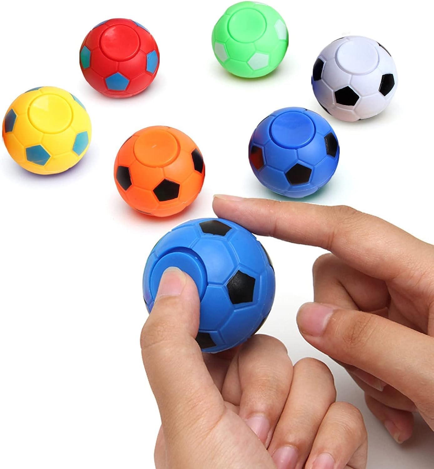 Stress Relief Soccer Ball Ornament - 3.5/5.5cm Rotatable Football Desk Toy for Adults | Hand Therapy & Anxiety Relief | Office, Home Decor & Fidget Toy for Soccer Fans