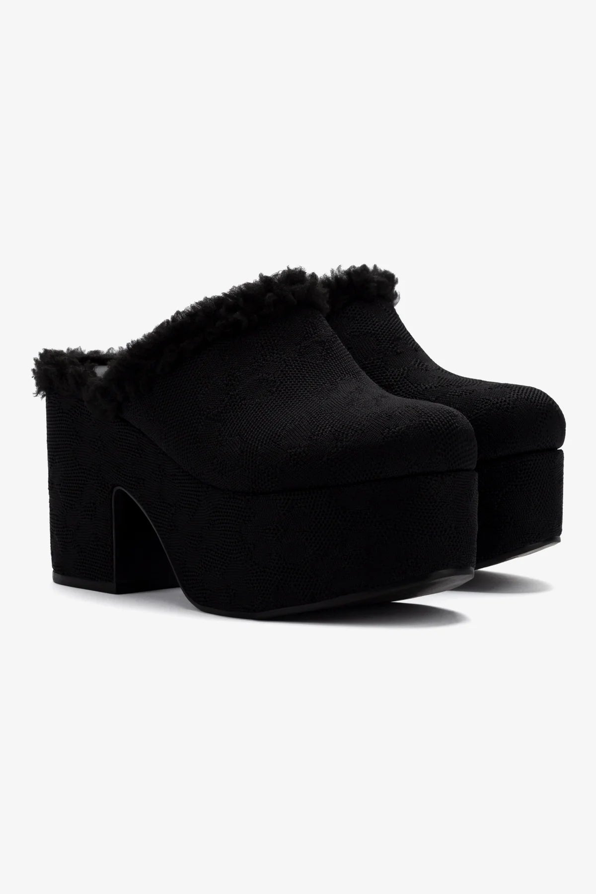 Comfortable Miso Platform Clog Shoes - Black Knit Design for Women | Perfect for Home, Garden & Casual Outings