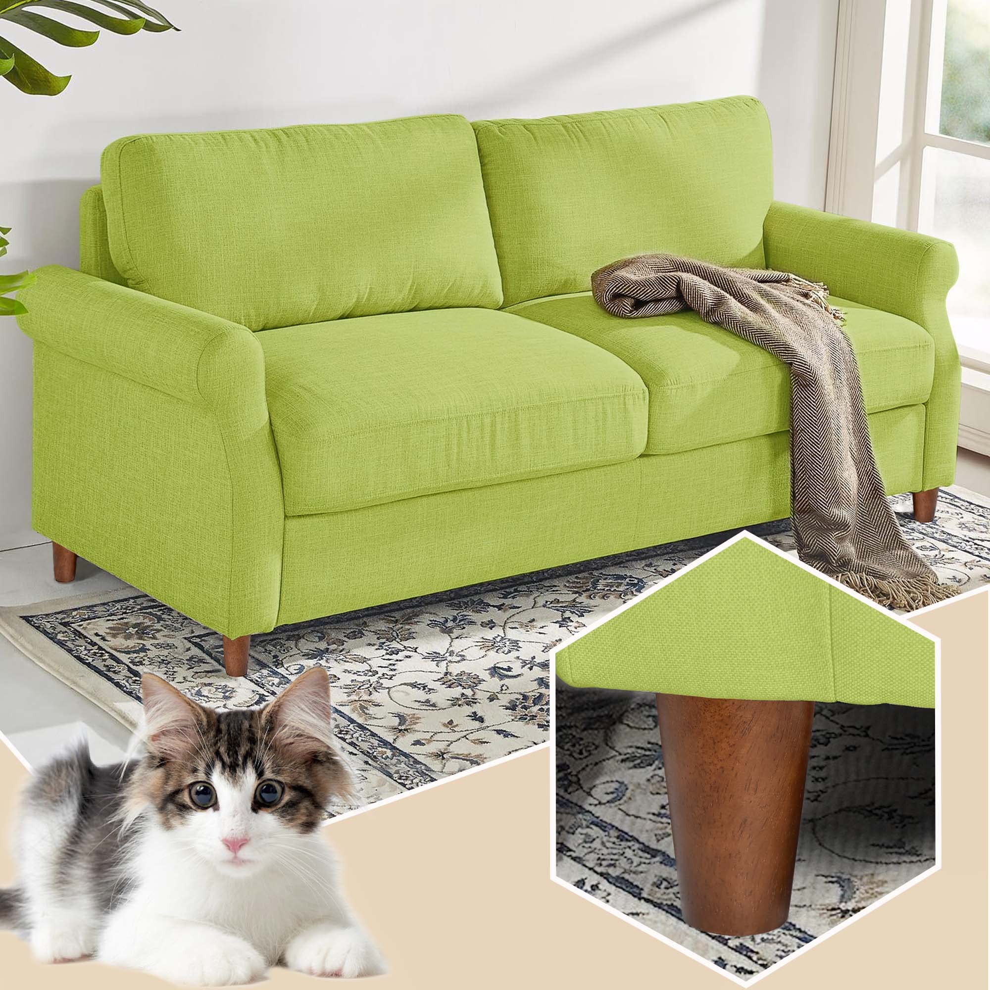 AORYVIC 4 Inch Wooden Sofa Legs - Brown Replacement Furniture Legs for Couch, Cabinet, Futon & Dresser (Set of 4) - Perfect for Home Decor & DIY Furniture Upgrades