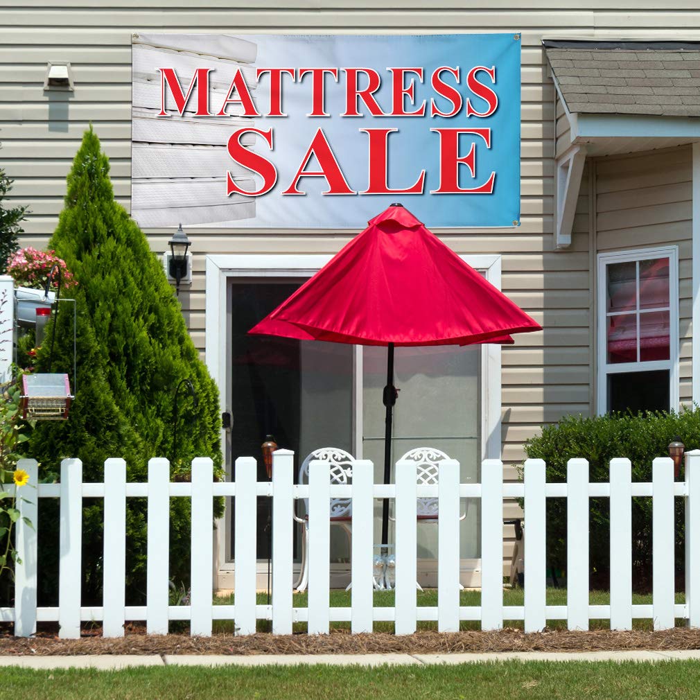 Vinyl Banner - 60x144 Inches Mattress Sale Sign with 10 Grommets | Weatherproof, Durable Outdoor Business & Yard Sign | Perfect for Retail Promotions, Storefront Displays & Event Marketing (Multiple Sizes Available)