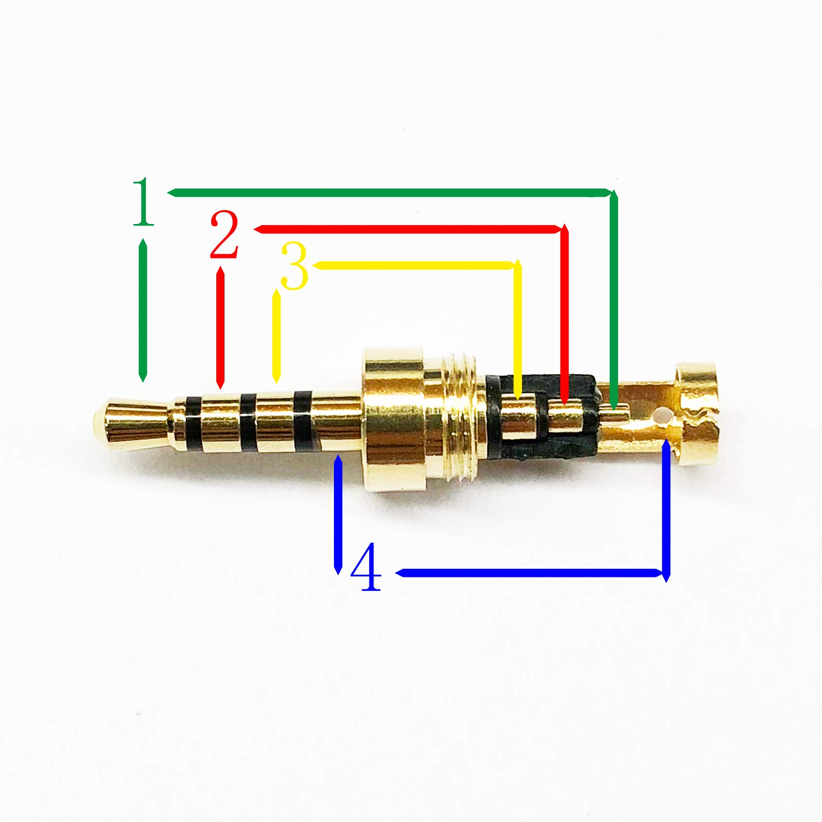 2Pcs Gold 4 Pole 2.5mm Male Headphone Jack Plug - Audio Repair Connector for Soldering Headphones, Earbuds & Headsets - Durable Metal Construction for DIY Fixes & Electronic Projects