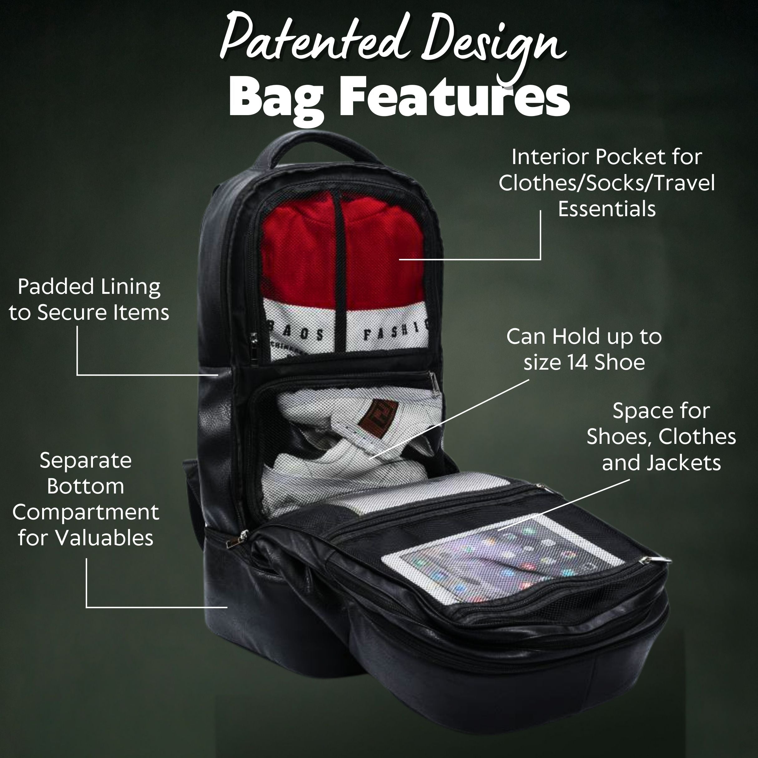 Premium Brown Leather Carry-On Luggage - Patented Signature Design for Travel & Business Trips