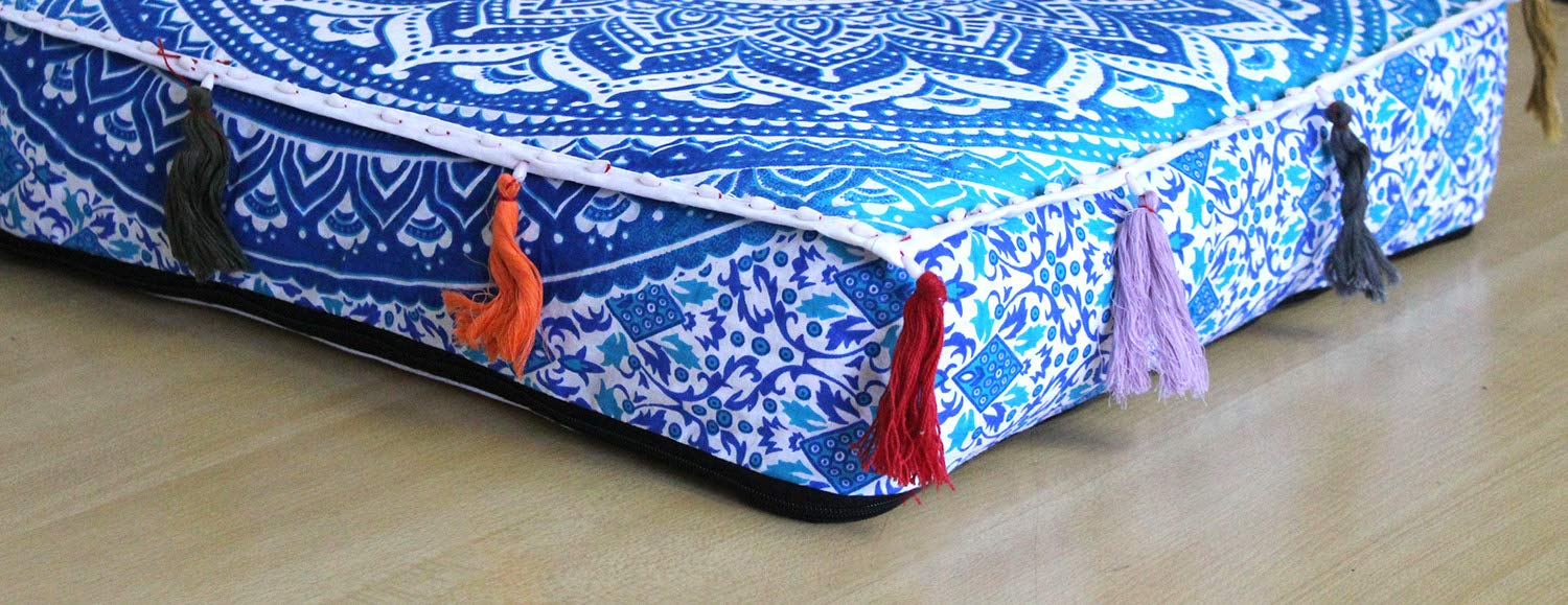 ICC Large Square Cotton Mandala Cushion Cover - Blue Ombre 18