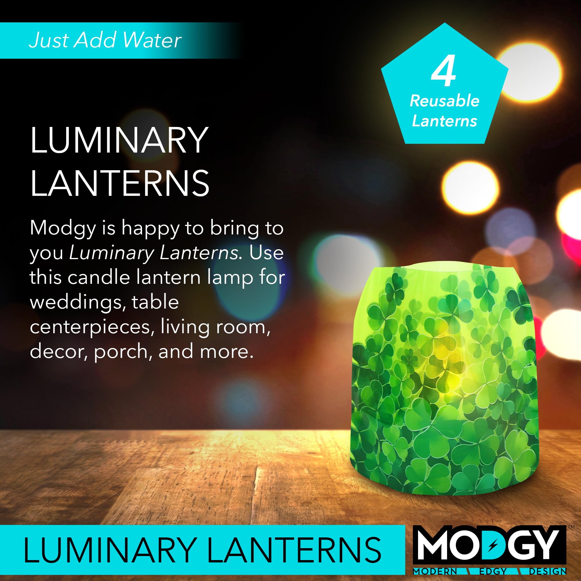 MODGY Luminary Lanterns - 4-Pack Decorative Candle Holders with Flameless Floating LED Candles for Indoor & Outdoor Use | Perfect for Weddings, Patios, Gardens, and Home Decor