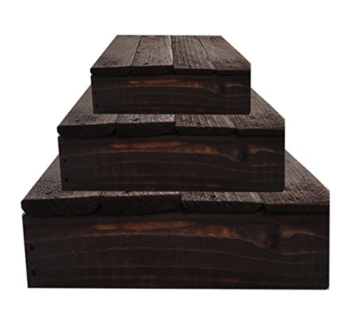 3-Tier Wooden Cake Stand for Weddings & Parties - Dark Walnut Rustic Display for Cakes, Cupcakes, Cookies & Muffins - Vintage Decorative Serving Tray for Bridal Showers, Baby Showers & Dessert Tables