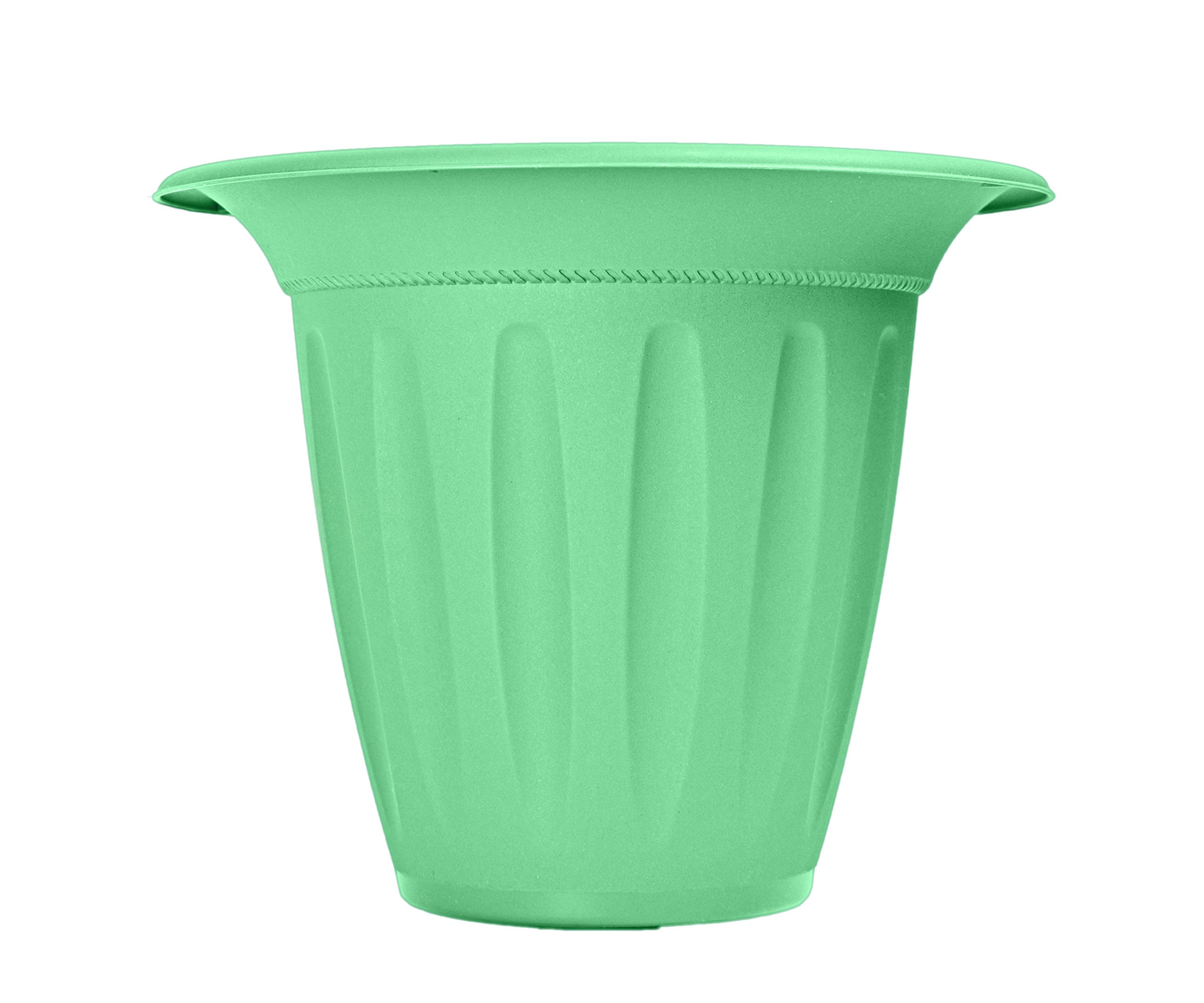4-Pack Large Dark Green Plastic Embossed Planters - 10.5 Inch Round Flower Pots for Indoor/Outdoor Plants - Perfect for Home Garden, Patio, Balcony Decor