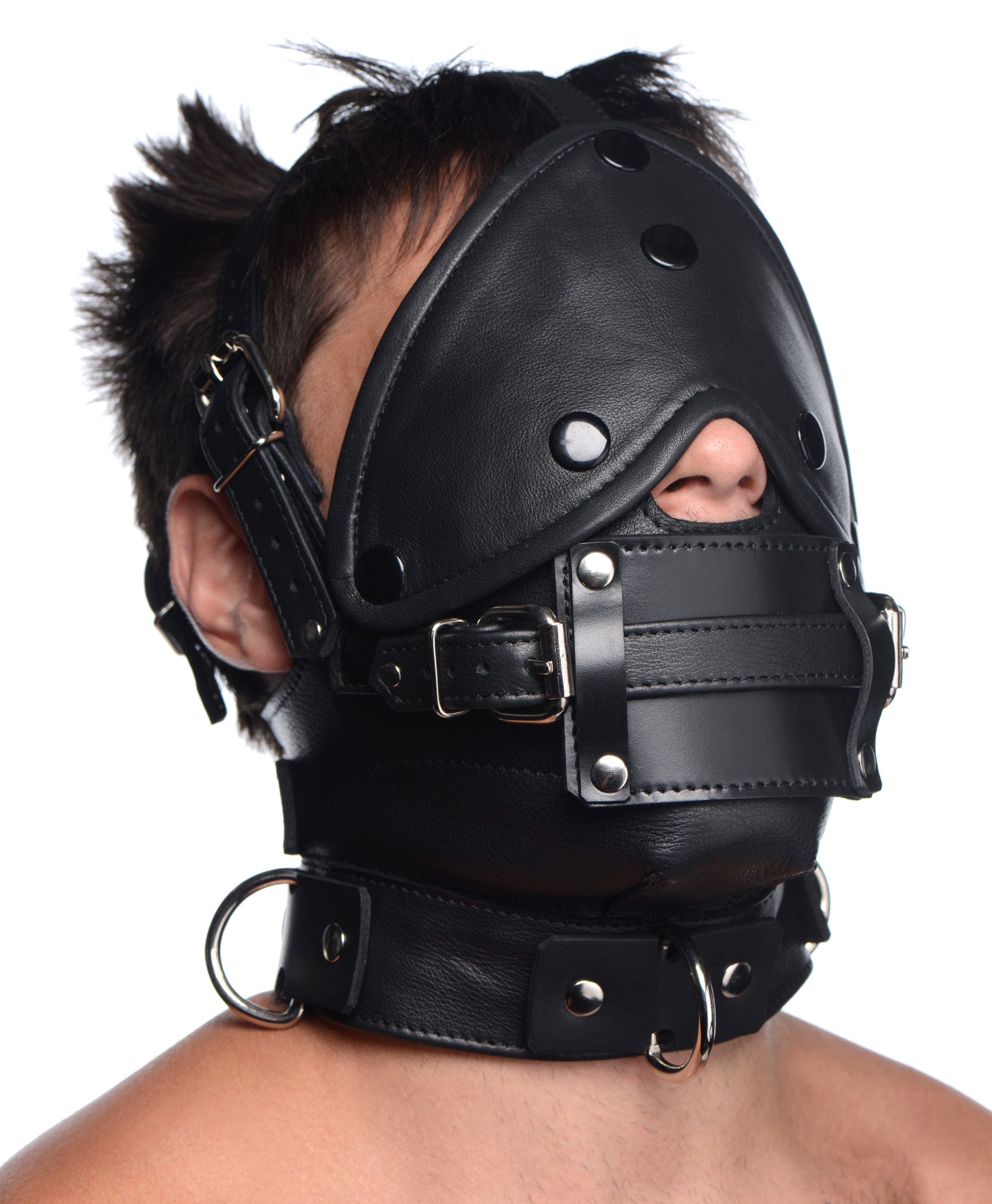 Premium Leather Head Harness with Detachable Gag - BDSM Bondage Gear for Adults, Fetish Play & Role-Playing Scenes - Perfect for Couples, Spice Up Your Intimate Moments