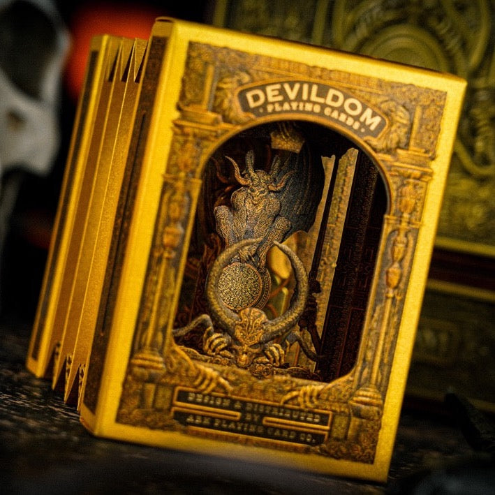 DevilDom Premium Walnut Wooden Playing Cards - Elegant & Durable Poker Cards for Adults, Casino Night, Poker Parties & Game Nights