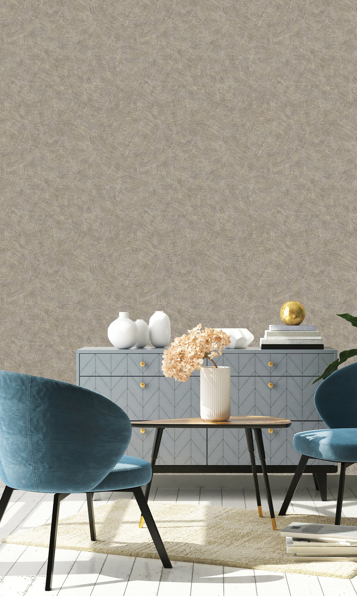 Dark Grey Wave Motion Textured Wallpaper R9703 - Modern Peel and Stick Removable Wallpaper for Bedroom, Living Room, Bathroom Decor