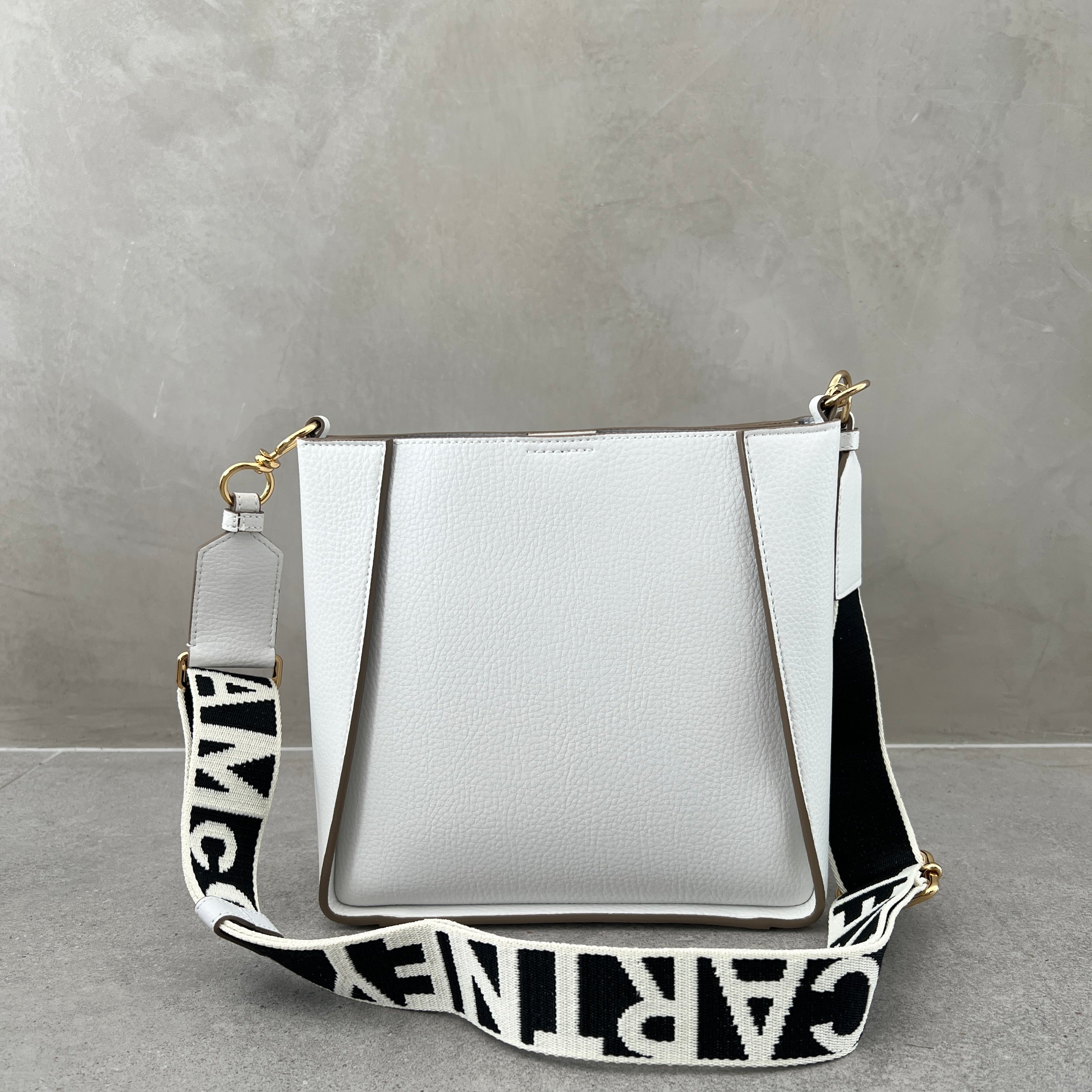 Stella Logo Mini Crossbody Hobo Bag - Grain Perforated Leather Purse for Women in White | Perfect for Everyday Use, Date Night & Travel Accessories