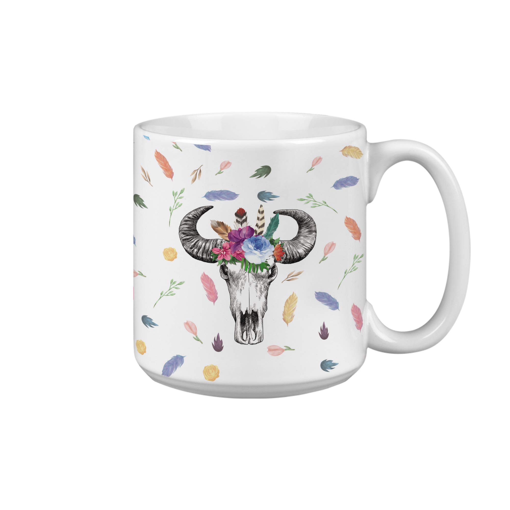 Boho Skull Design 20 oz Ceramic Coffee Mug - Perfect for Home, Office & Gifts - Unique Handmade Coffee Cup for Tea, Hot Chocolate & Beverages