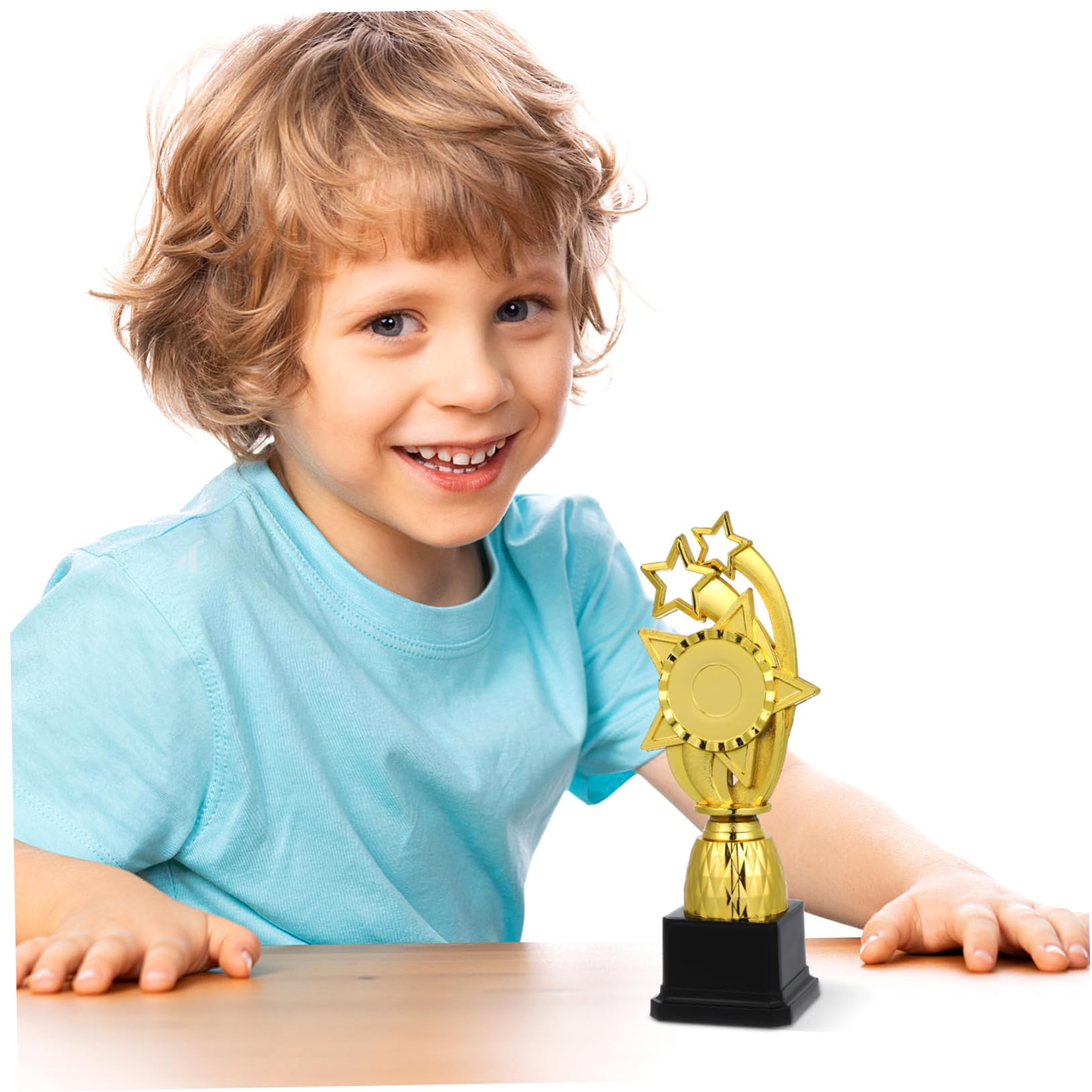SUPVOX 2-Piece Gold Plastic Trophy Star Set - Reusable Winner Awards for Kids, Sports, School Competitions & Party Favors - Bulk Play Toys for Classroom Rewards and Game Prizes