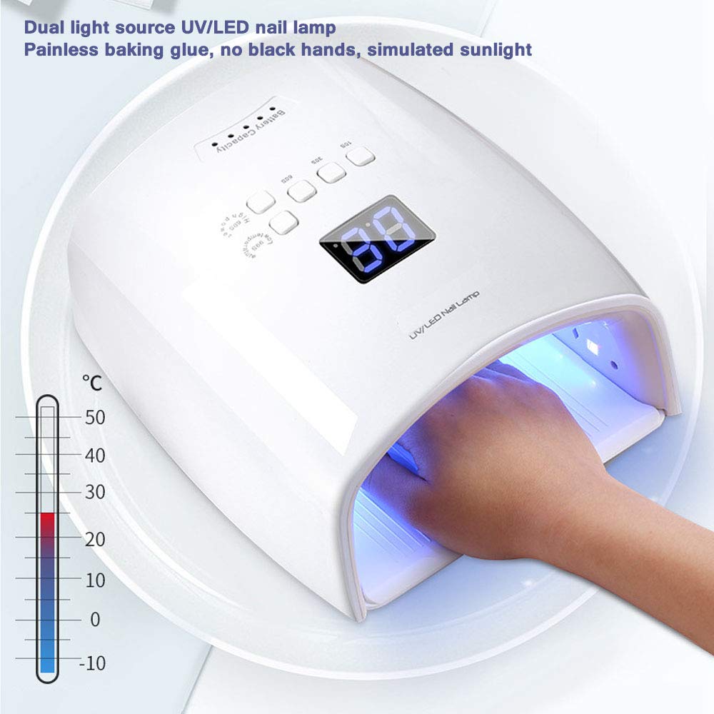 48W Cordless LED Nail Lamp - Rechargeable Professional UV/LED Nail Dryer for Gel Polish, Fast Curing Nail Light for Home & Salon Use | Perfect for Manicures, Pedicures & Nail Art Designs