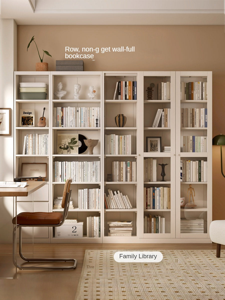 Solid Poplar Wood Bookcase - Wall to Ceiling Bookshelf with Adjustable Shelves for Home Office, Living Room & Library Storage
