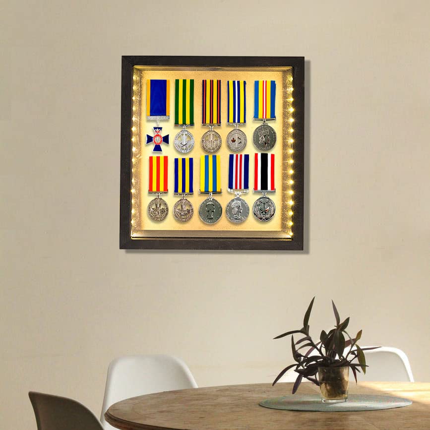 Romingo 11x12 Inch LED Shadow Box Frame - Wine Cork Display Case with Lights for Keepsakes, Memorabilia, Awards & Photos (Black) | Perfect for Home Decor, Wedding Gifts & Memory Preservation