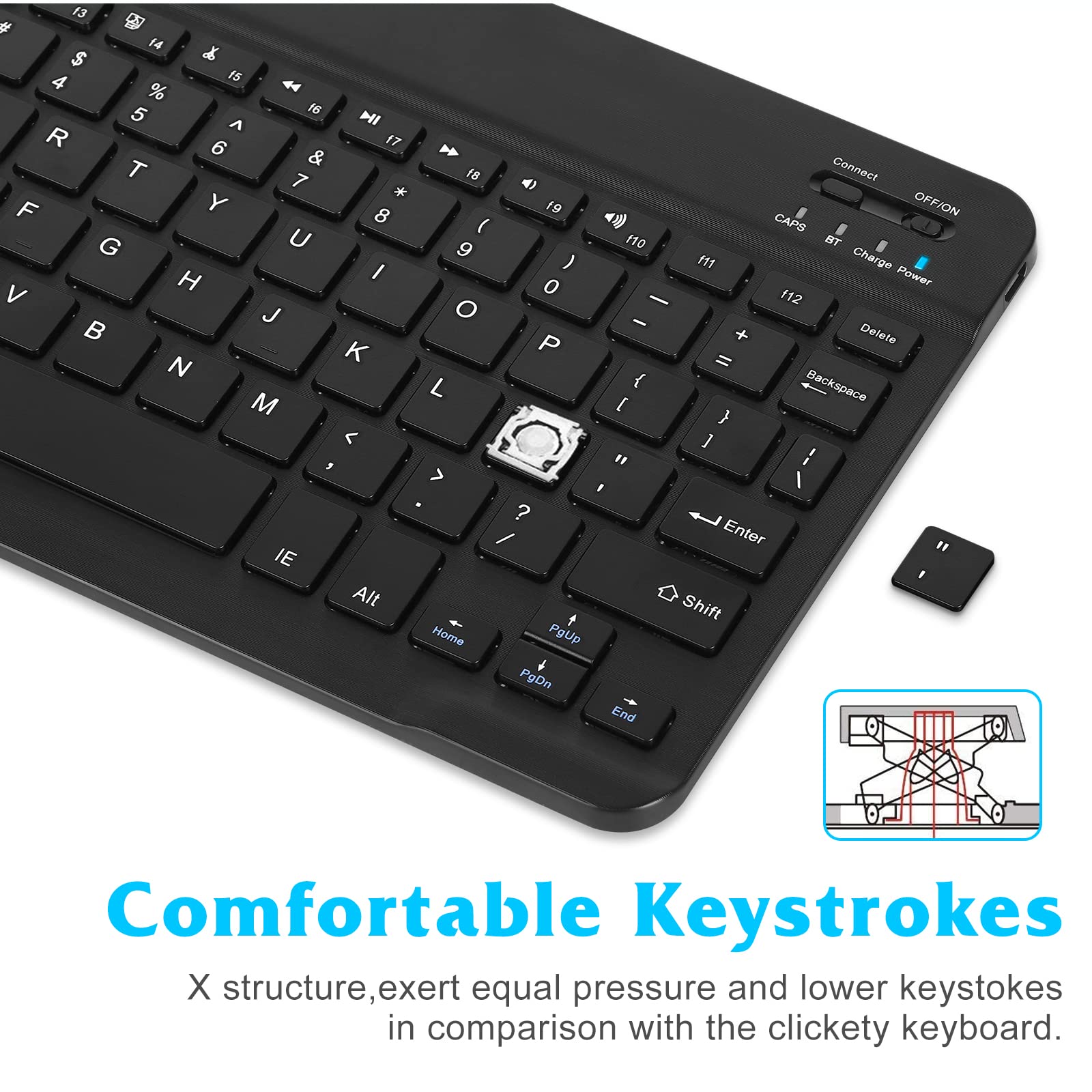 Rechargeable Bluetooth Keyboard and Mouse Combo - Ultra Slim Full-Size Wireless Keyboard with Ergonomic Mouse for Mac, PC, Laptop, iPad, Tablet (Compatible with Plum Optimax 2) - Onyx Black - Perfect for Home Office, Remote Work & Gaming