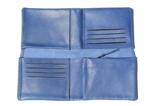 Premium Cross Fold Wallet in Skipper Blue - Slim RFID Blocking Leather Wallet for Men - Perfect for Everyday Use, Travel & Business