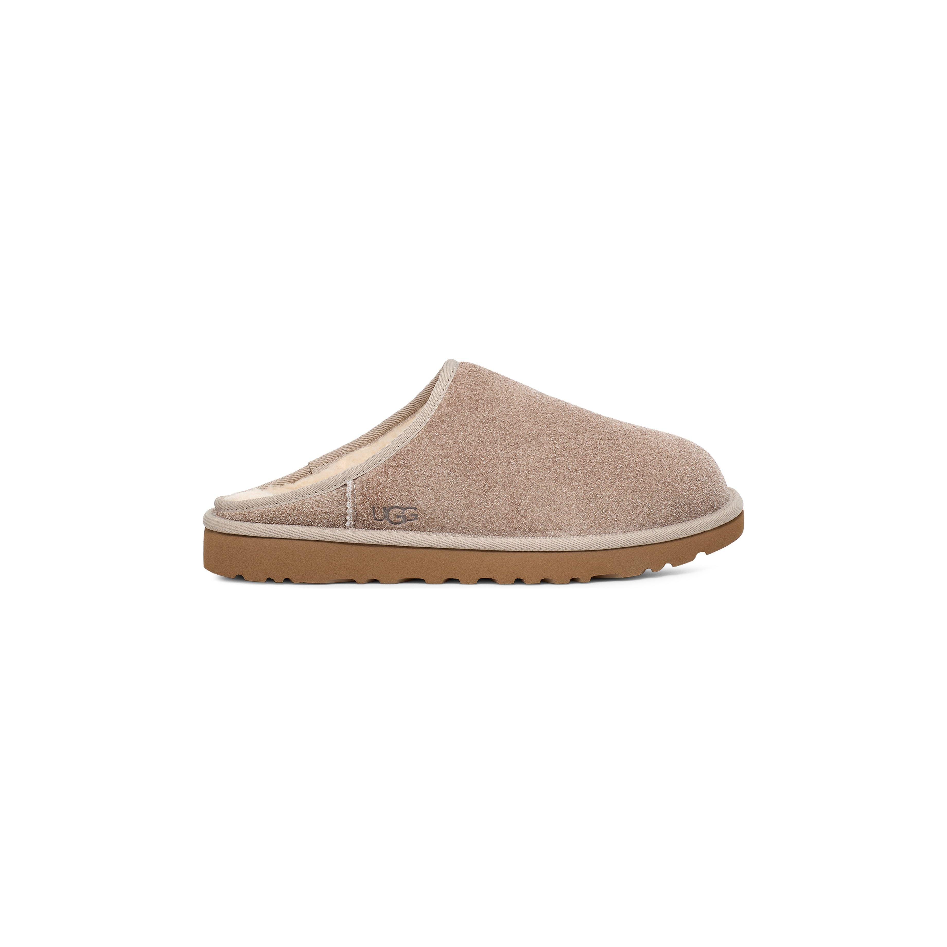 UGG Men's Classic Slip On Shaggy Suede Slippers in Ceramic - Cozy Indoor/Outdoor House Shoes for Winter Comfort & Relaxation
