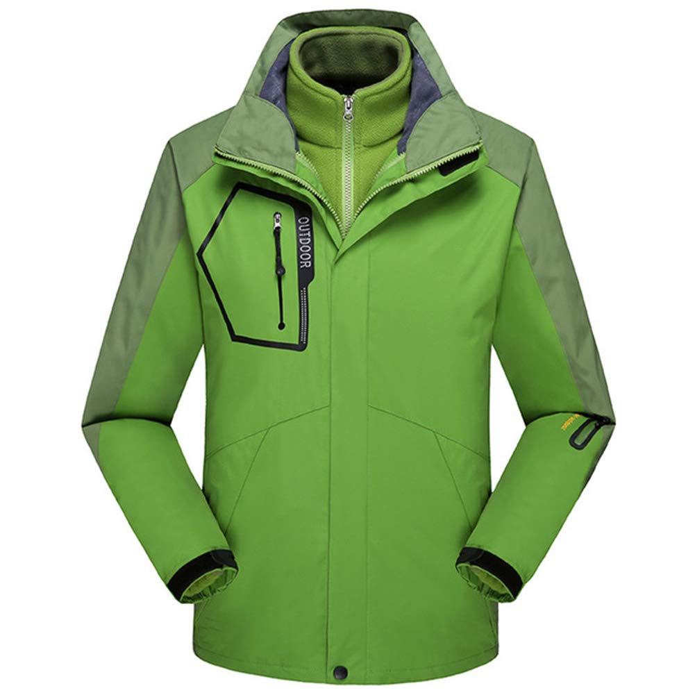 CETLFM Men's 3-in-1 Waterproof Breathable Winter Jacket - Insulated Skiing & Mountaineering Coat for Outdoor Activities (Green, 7XL) - Perfect for Fishing, Hiking & Cold Weather Adventures