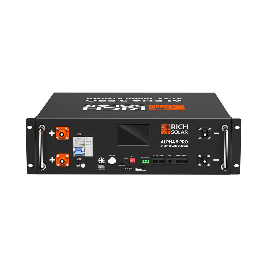 Rich Solar Server Rack Battery [Alpha 5] - 48V 100Ah LiFePO4 Lithium Iron Phosphate Battery | 5000Wh Energy Storage | 10-Year Warranty | for Solar Power Systems, Off-Grid Living & Home Backup Power