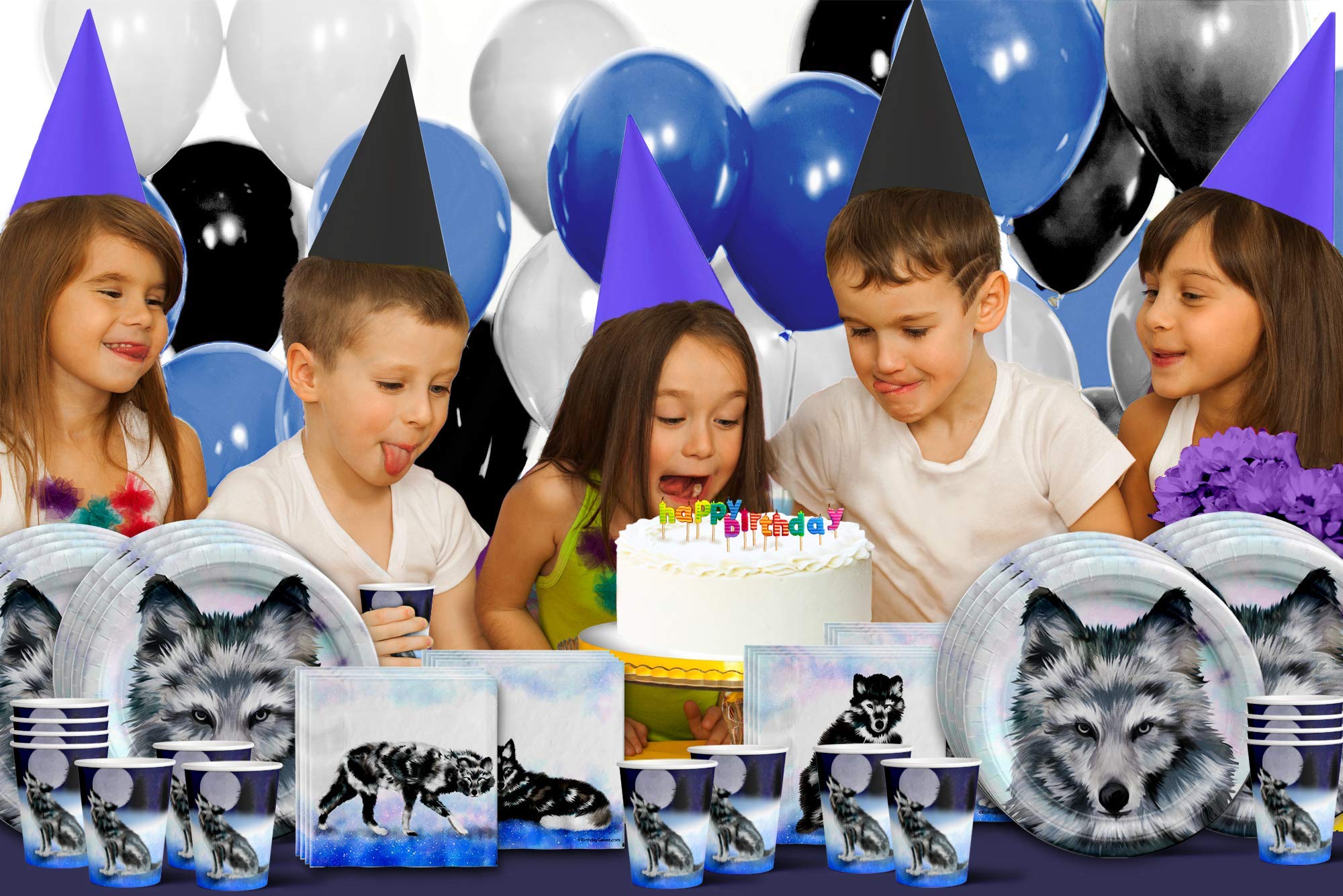 Wolf Themed Birthday Party Supplies Set - 16-Piece Tableware Kit with Plates, Napkins & Cups for Wild Animal Birthday Decorations (Perfect for Kids, Adults & Jungle Theme Parties)