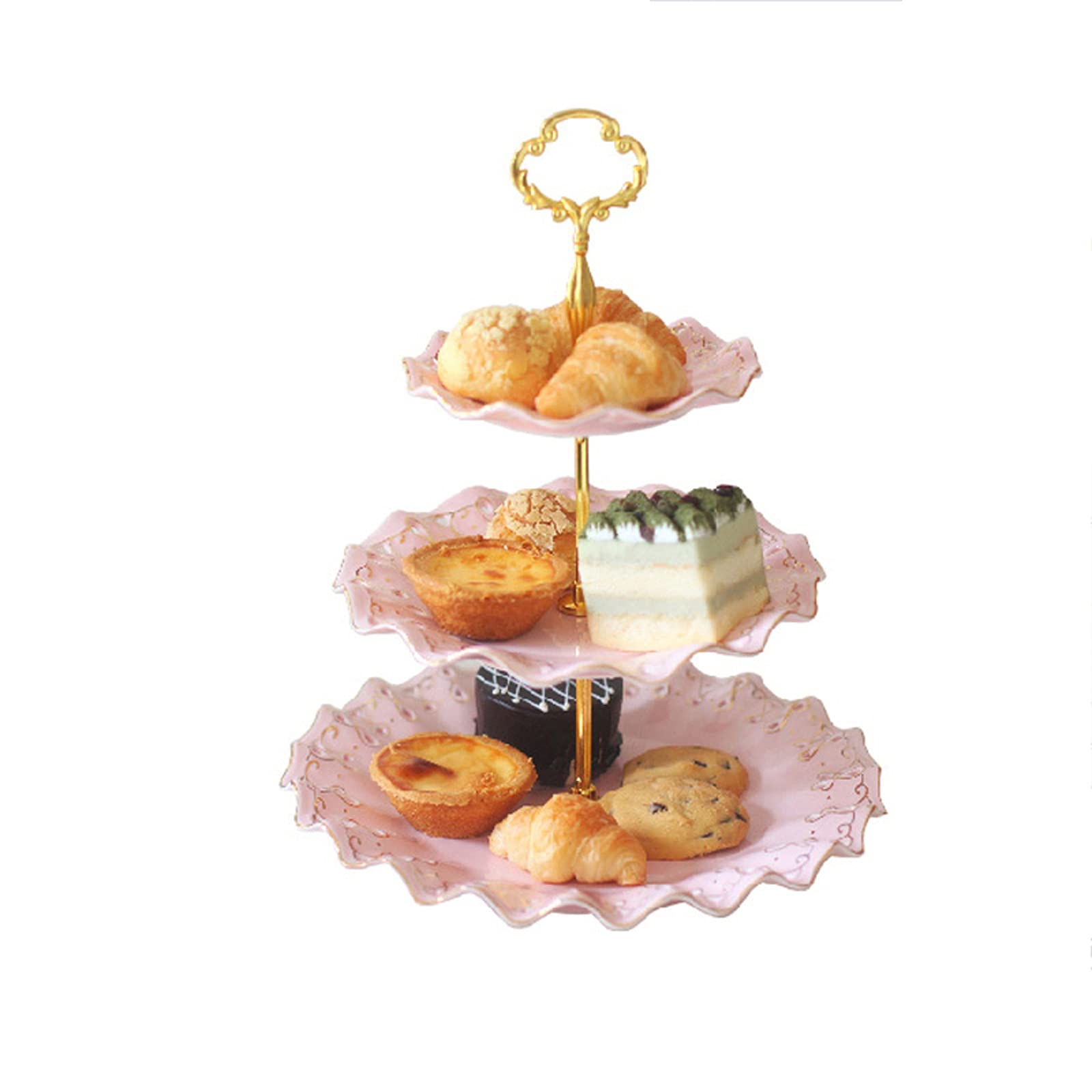 3-Tier Ceramic Fruit Bowl Set for Afternoon Tea - European Style Dessert Tray & Cake Stand for Living Room, Home Decor, Parties & Entertaining