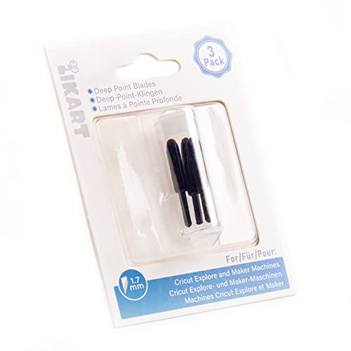 3 Pcs Deep Cut Blades for Cricut Maker 3/Maker/Explore 3/Air 2/Air/One - Replacement Deep Point Blades Compatible with Black Housing - Cuts Thicker Materials (60°) - Perfect for Vinyl, Leather, Cardstock & DIY Craft Projects
