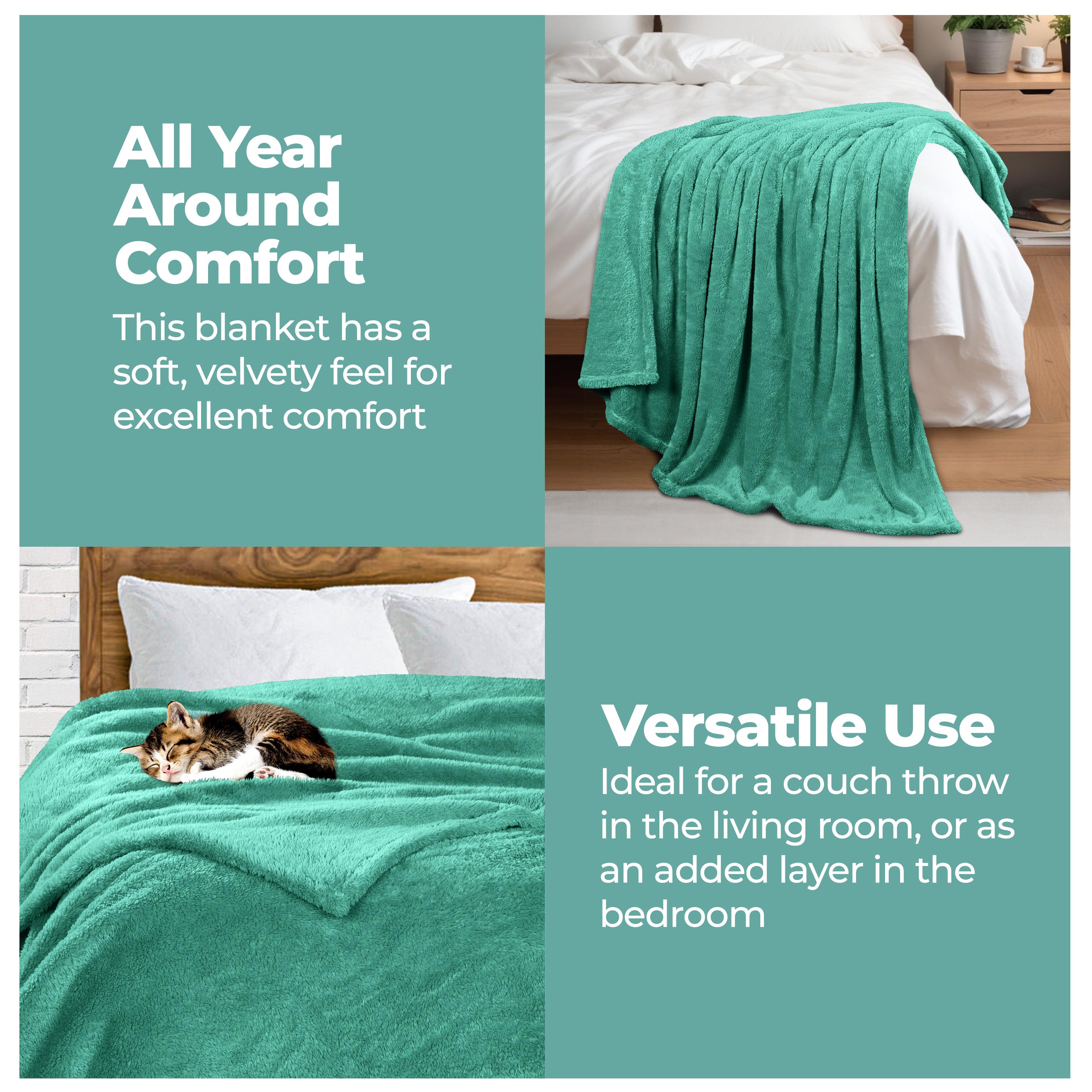 Classic Solid Fleece Plush Medium Weight Fluffy Soft Blanket - Cozy & Warm for Bed, Sofa, Travel & Gifts | Ultra-Soft Throw Blanket for All Seasons