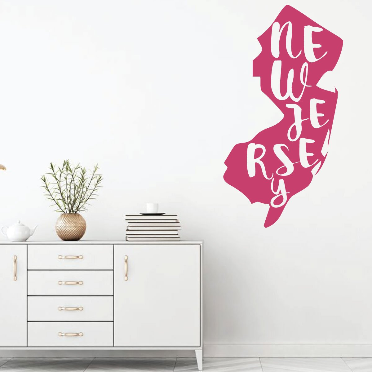New Jersey State Silhouette Wall Decal - Premium Vinyl Art Sticker for Home Decor, Living Room & Bedroom - Perfect for Nursery, Office or Dorm Room Wall Decoration