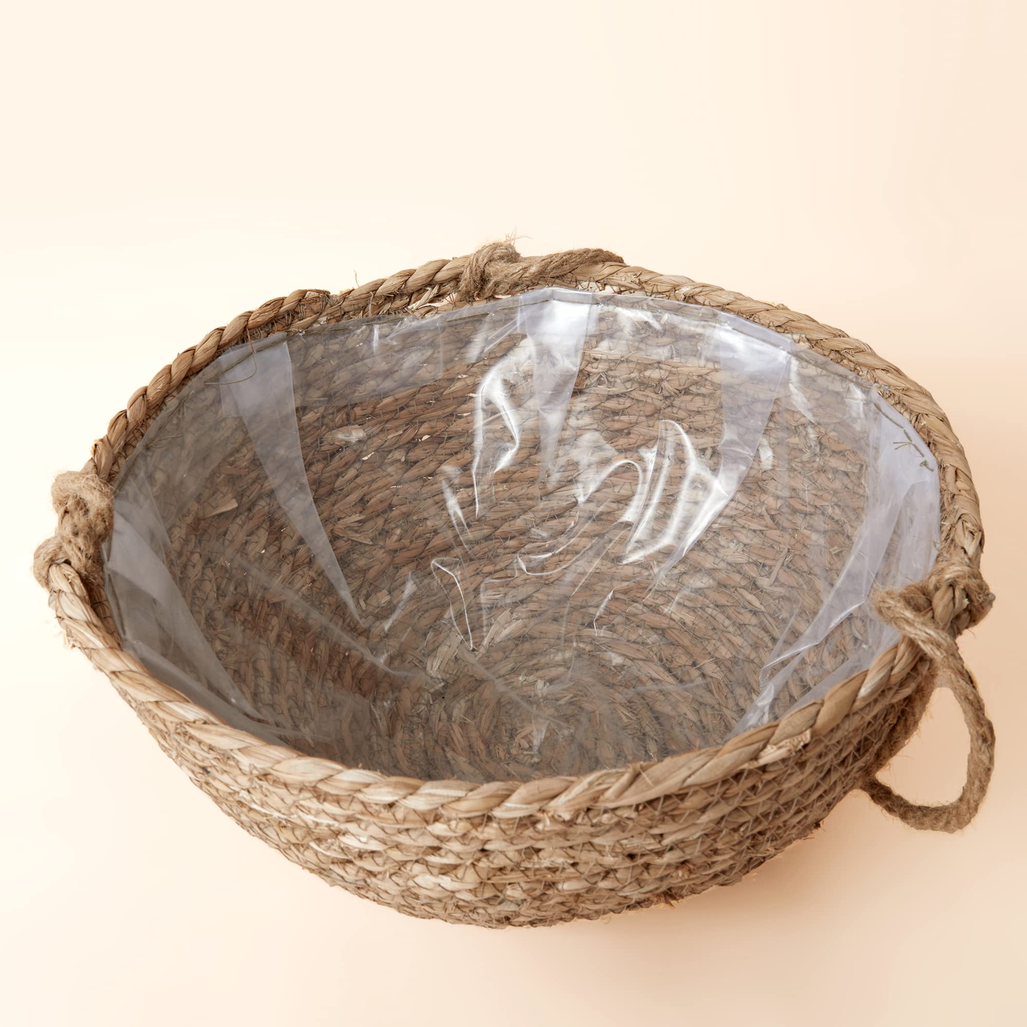 Natural Seagrass Hanging Planter Basket Set - 2 Pack Boho Indoor Plant Pots with Covers, 12.4