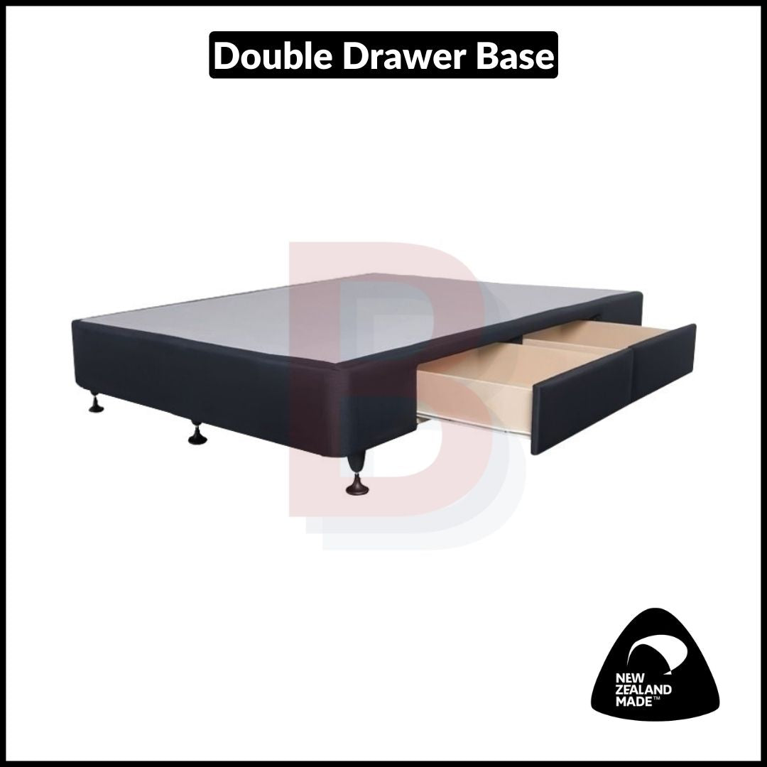 Double Drawer Bed Base - NZ Made Standard Drawer for Bedroom Storage & Space Saving | Perfect for Small Apartments & Guest Rooms