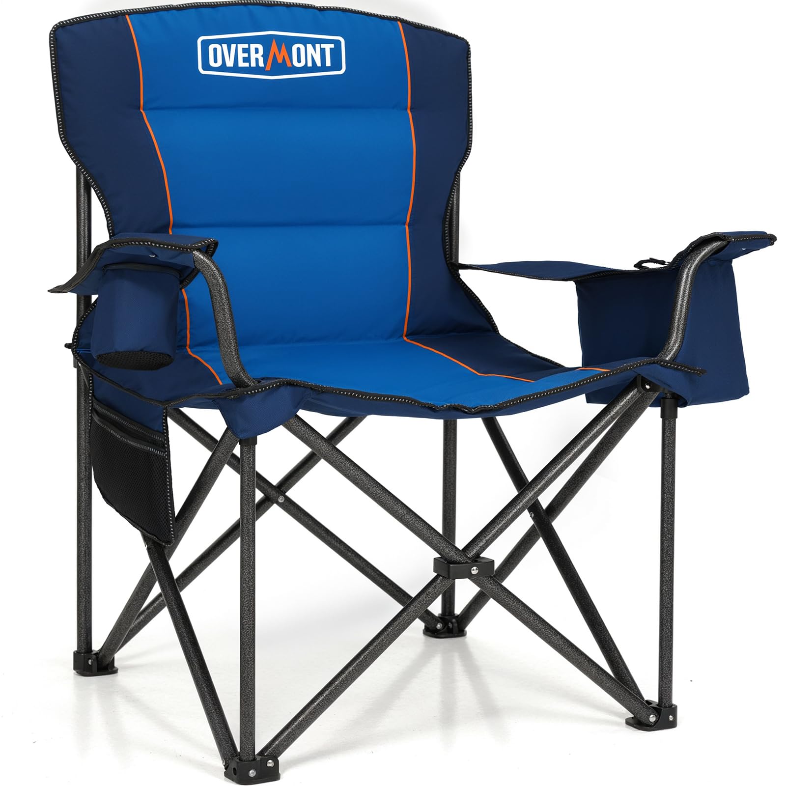 Overmont Oversized Folding Camping Chairs 2-Pack - Heavy Duty 450lbs Capacity with Padded Seat & Cooler Pockets - Portable Collapsible Outdoor Chairs for Camping, Beach, Fishing, Picnics, Sports Events & Backyard Relaxation
