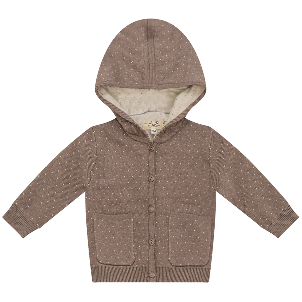 Bebe Bella Mink & Dark Almond Knitted Baby Jacket - Soft Warm Infant Outerwear for Newborns & Toddlers - Perfect for Winter Outings & Family Photos