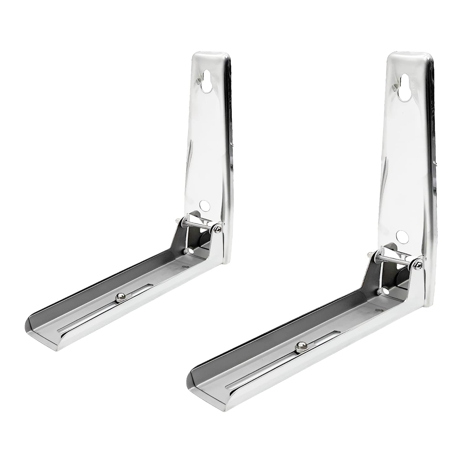 Stainless Steel Microwave Wall Mount Bracket - Foldable Hanger Rack for Kitchen Space Saving | Perfect for Small Apartments, Dorms & RVs