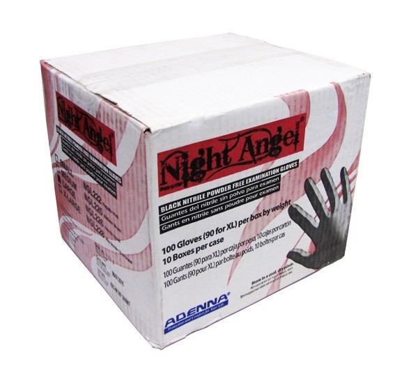 Adenna Night Angel Black Nitrile Exam Gloves - Disposable Medical Gloves for Healthcare, Tattoo, Food Handling & Cleaning - Latex-Free, Powder-Free, Textured Grip