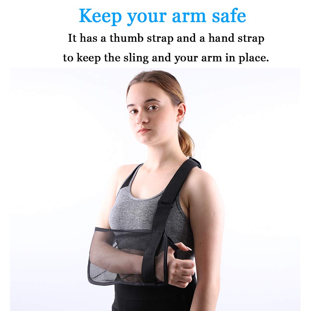 Post-Surgery Shoulder Sling for Rotator Cuff Recovery - Adjustable Mesh Arm Support Brace for Men & Women (Black) - Ideal for Showering, Bathing & Daily Mobility After Shoulder Surgery