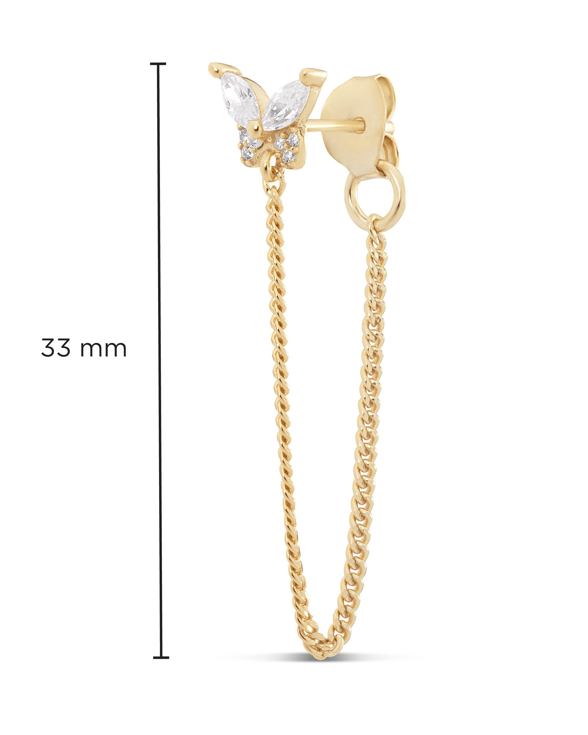 14K Gold Butterfly Earrings for Women - Trendy Silver & Gold Chain Earrings - Comfortable & Cute Aesthetic Jewelry - Perfect for Parties, Weddings & Everyday Wear