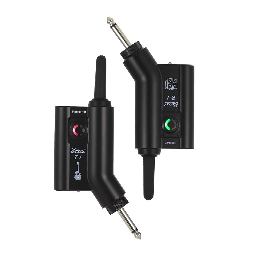 Fesjoy T1R1 UHF Rechargeable Wireless Guitar System - Transmitter & Receiver for Electric Guitar & Bass with 100M Range, USB Charging Cable & Carry Bag - Perfect for Live Performances, Studio Recording & Stage Shows
