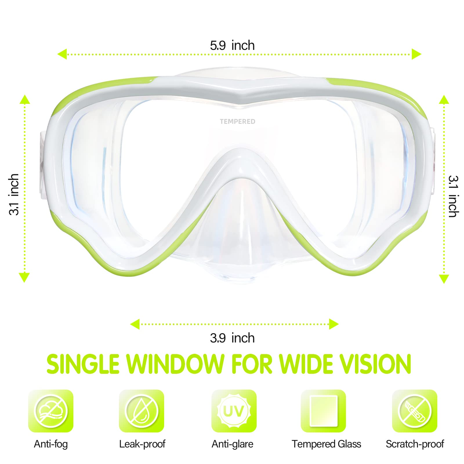 Keary Kids Swim Goggles with Nose Cover - Anti-Fog Swimming Mask for Boys & Girls Ages 5-15 - UV Protection Pool & Beach Swim Glasses for Safe Water Play, Snorkeling & Swimming Lessons