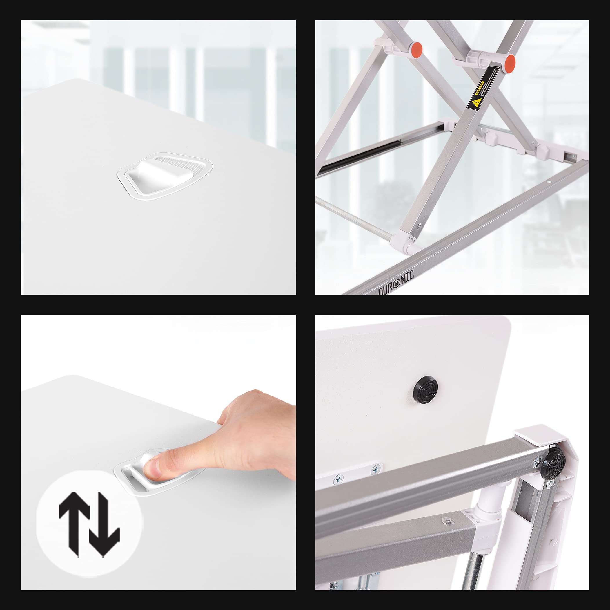 Duronic DM05D11 Sit Stand Desk - Adjustable Height 5-40cm, White | 74x43cm Ergonomic Workstation for PC & Laptop | Perfect for Home Office, Gaming & Study | Convertible Standing Desk with Stable Platform