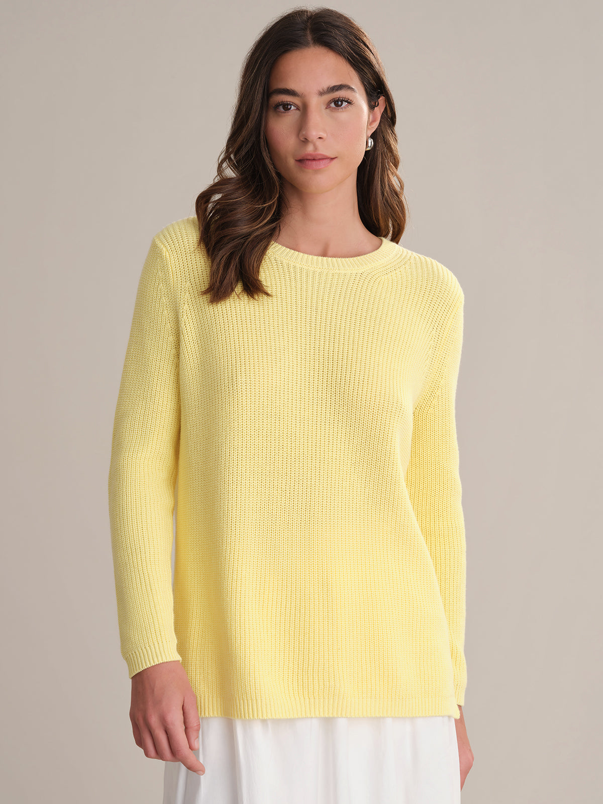 Emma Women's Crewneck Shaker Stitch Cotton Sweater - Soft Casual Pullover for Fall & Winter, Perfect for Office Wear and Weekend Outings