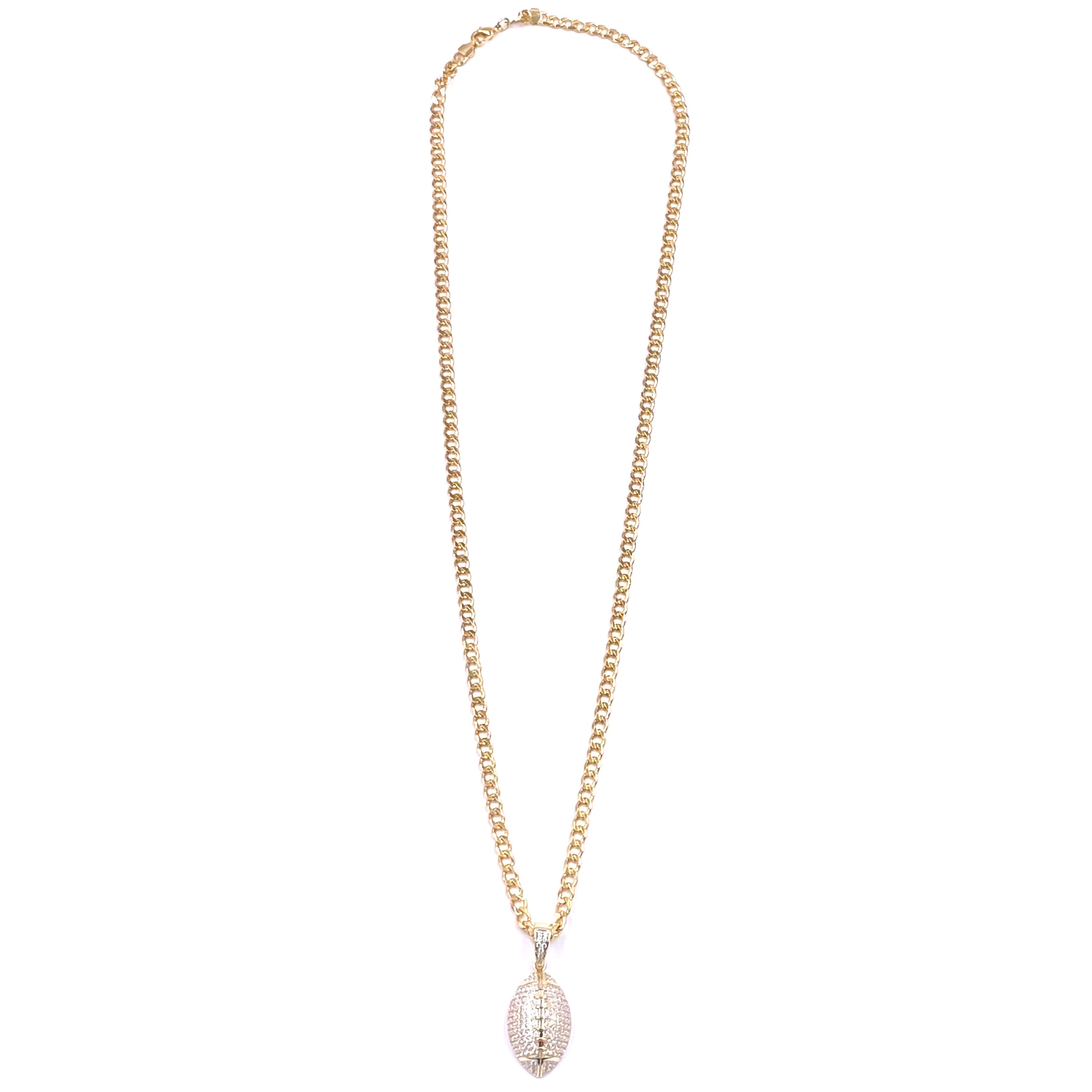 Ashley Gold Stainless Steel Gold Plated CZ Floating Football Charm Necklace for Women - Elegant Sports Jewelry Gift for Football Fans, Game Day Accessories, Homecoming, and Special Occasions