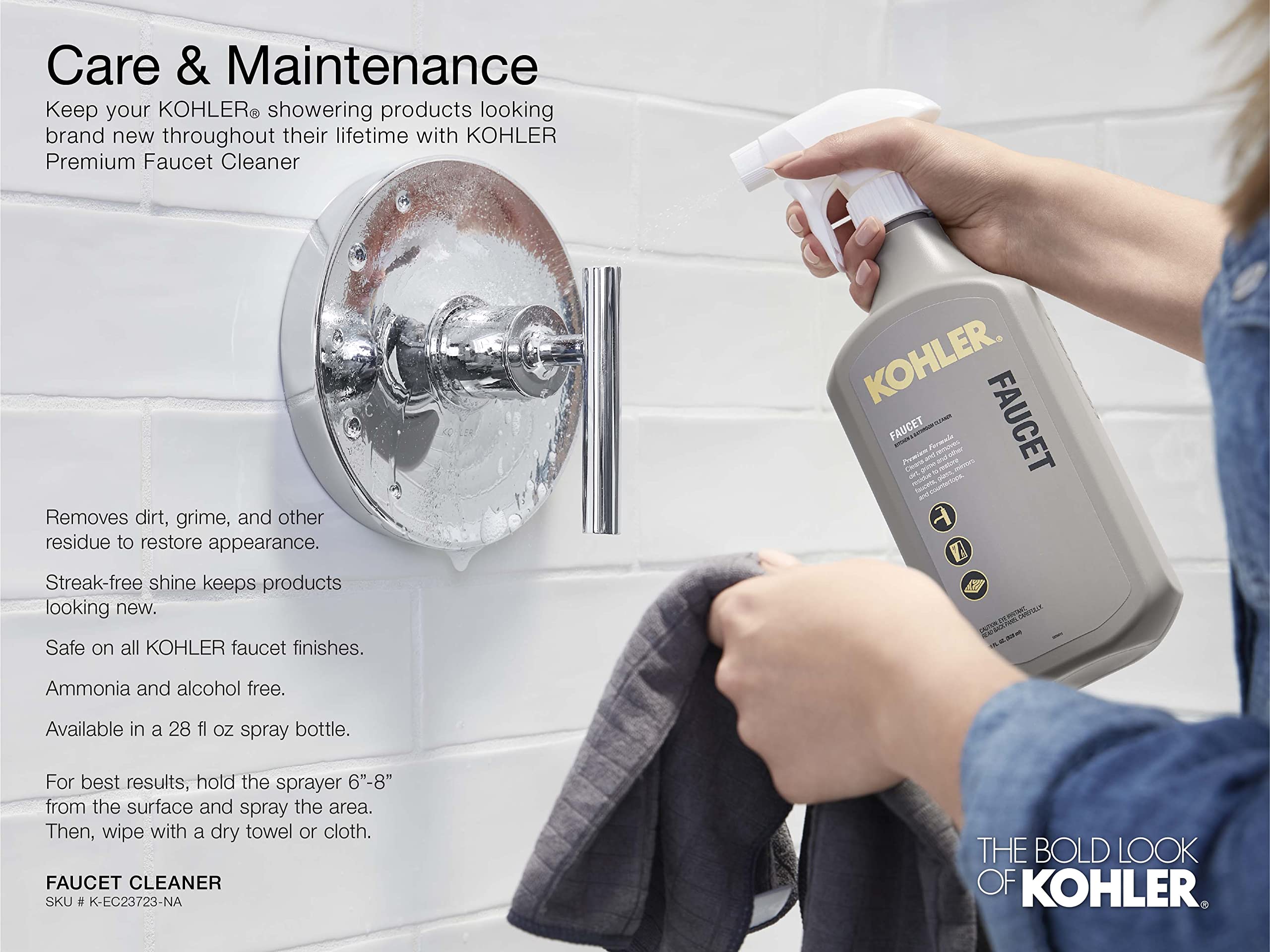 KOHLER 22165-G-2BZ Forte Multifunction Handheld Shower Head with 3 Spray Settings, 1.75 GPM Flow Rate, Oil-Rubbed Bronze Finish - Perfect for Bathroom Renovation & Spa-Like Shower Experience